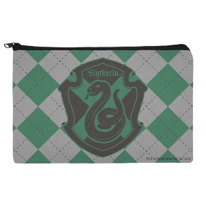Harry Potter Slytherin Plaid Sigil Makeup Cosmetic Bag Organizer Pouch - 1 of 4