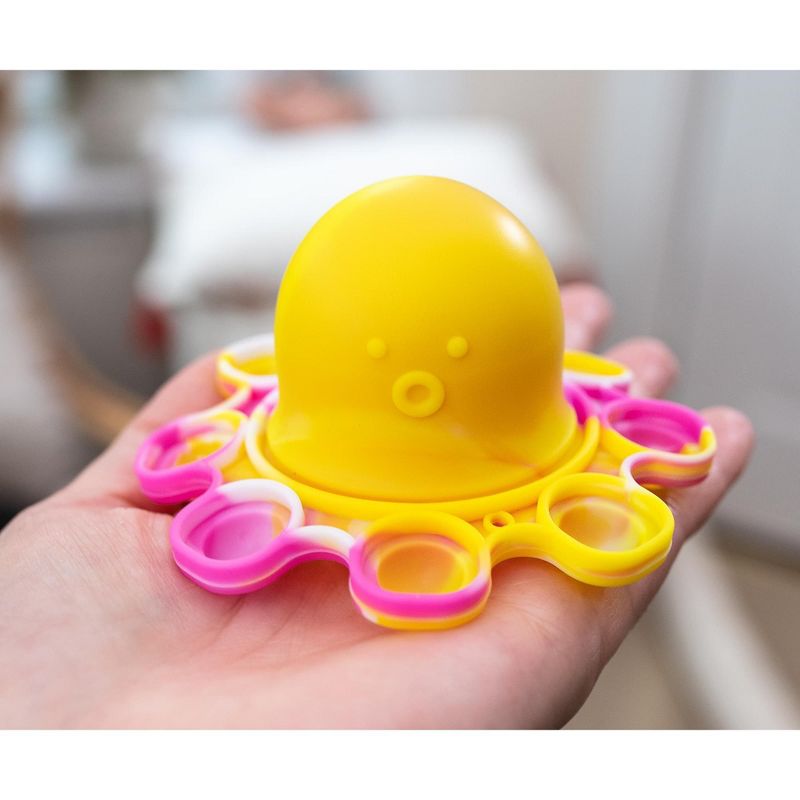Toynk Pop Fidget Toy Yellow & Pink Octopus 8-Button Silicone Bubble Popping Game, 5 of 8