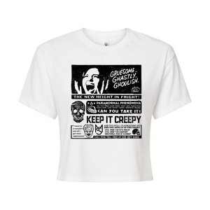 Women's - Are You Afraid of the Dark - Gruesome Ghastly Ghoulish Cropped Graphic T-Shirt - 1 of 4