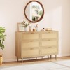 Rattan 6 Drawer Dresser, Farmhouse Wooden Chest of Drawers with 5 Metal Legs - 4 of 4