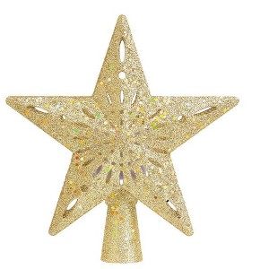 Aoibox Christmas Tree Topper 6 Patterns LED Projector Star Rotating Light Gold Glitter 10 x 3.6 x 10 in 1 Piece for Holiday Decor - 1 of 4