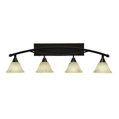 Toltec Lighting Bow 4 - Light Vanity in  Black Copper with 7" Italian Marble Shade