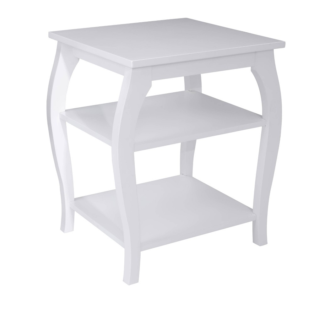 Photos - Dining Table Aurora Solid Wood 2-Shelf Side Table White - Powell