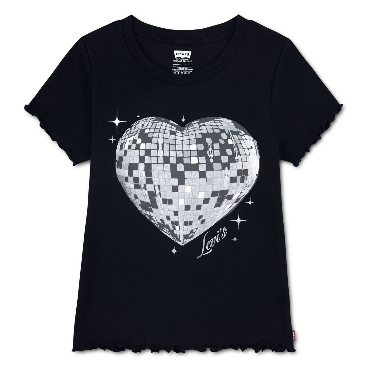 Levi's® Girls' Short Sleeve Disco Ball Graphic T-Shirt - Black - thumbnail 5