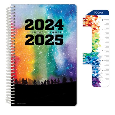 Global Datebooks Secondary Student Planner AY 2024-2025 - Matrix Style - 5.5"x8.5" (Rainbow Silhouette)