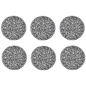 DII Woven Paper Placemat Set 6 Piece, Black, 15" Dia - 1 of 4