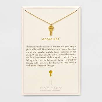 Tiny Tags 14K Gold Ion Plated Mama Key Chain Necklace - Gold