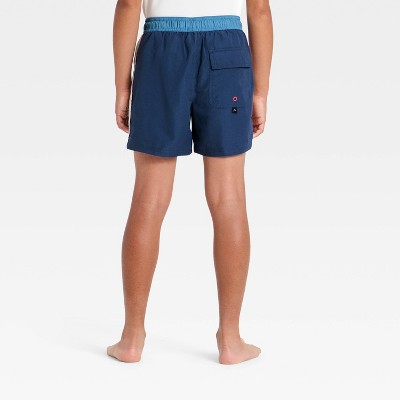 Детские купальники Art Class Boys' Colorblock Side Piecing Swim Trunks with Built in Boxers - art class™ Blue/Chiffon Cream/Red L — фото 2