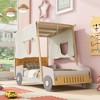 TUYOHW Twin/Full Size Car Bed with Piillow & Ceiling Cloth,Natural Canopy Bed for Kids,Solid Pine Wood Montessori Platform Bed with Slats Support - 2 of 4