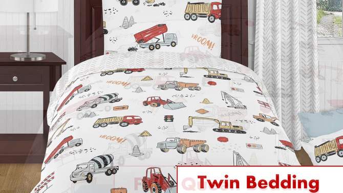 5pc Construction Truck Toddler Kids&#39; Bedding Set Red and Blue - Sweet Jojo Designs, 2 of 8, play video