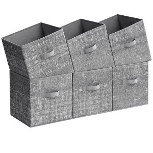 Racxily Set of 6 Foldable Storage Cubes, 11.8-Inch Non-Woven Fabric Bins with Double Handles, Closet Organizers for Shelves - 1 of 4