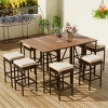 Acacia Wood Bar Height Dining Set,Outdoor Garden High Dining Bistro Set,Patio Foldable Bistro Dining Table with Stools and Cushion-Coolbibila - 2 of 4