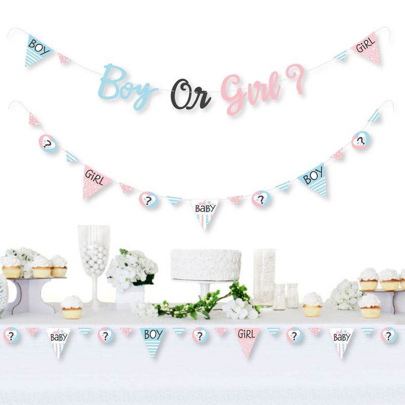 Big Dot of Happiness Baby Gender Reveal - Team Boy or Girl Party Letter Banner Decoration - 36 Banner Cutouts and Boy or Girl Banner Letters, 2 of 8