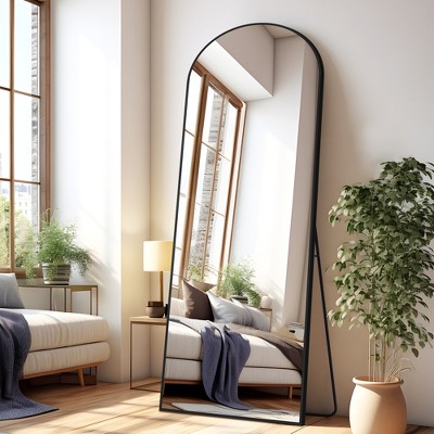 Dovelina Metal Framed Arched Full Length Mirror Large Wall Mirror Floor Standing Mirror - 71"x32",Black