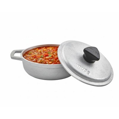 IMUSA 0.5qt Mini Cast Aluminum Traditional Caldero Set with Lid: Rice Pot, Hand Wash, Electric & Gas Compatible