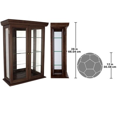 Tuscan-Style Solid Hardwood Wall Curio Cabinet with Glass Shelves