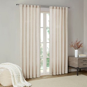 Faux Linen Rod Pocket and Back Tab Fleece Lined Curtain Panel(Only 1 Pc Panel) - 1 of 4