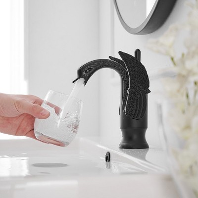 Matte Black Swan Single Hole Bathroom Faucet with Metal Drain