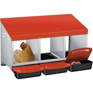3/ 4 Hole Metal Chicken Nesting Box with Removable Roll-Out Tray Easy Egg Collection & Clean Galvanized Steel Laying Box, for Backyard Coop Orange - 1 of 4