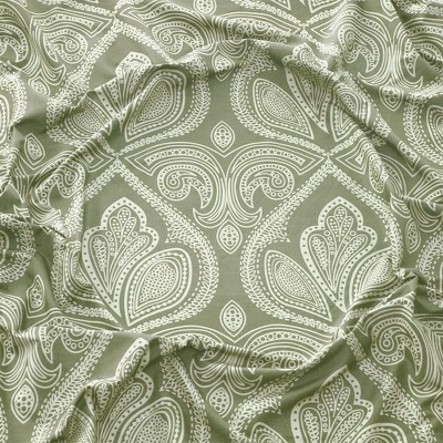 Twin Sage Microfiber Deep Pocket Paisley Print Sheet Set