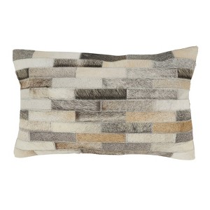 12"x20" Oversize Luxurious Hair on Leather Lumbar Throw Pillow Cover - Saro Lifestyle - 1 of 3