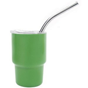 Itopfox 3oz Stainless Steel Car Cup, Portable Colorful Coffee Cup Shot Glass With Straw and Lid, Small Water Bottle For Party Wedding Outdoor Camping - 1 of 4