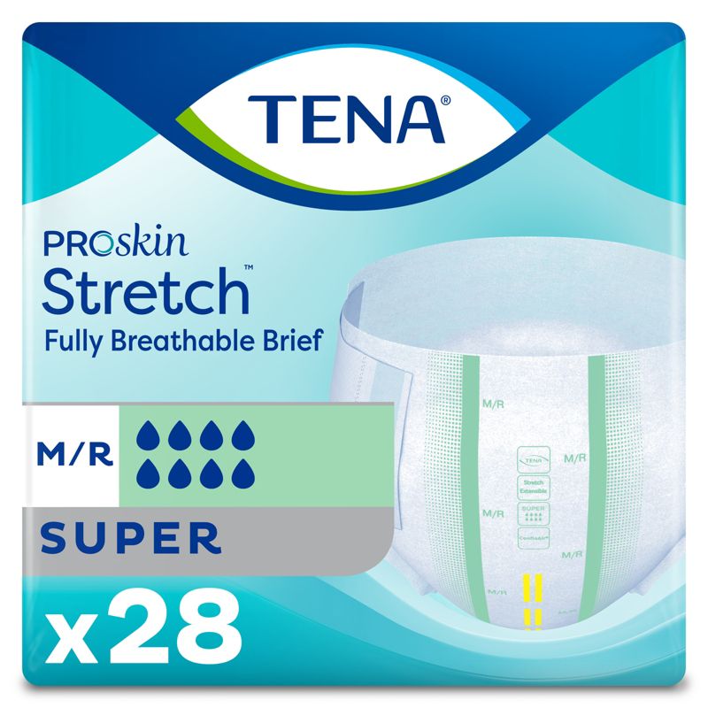 TENA ProSkin Stretch Super Incontinence Briefs, Heavy Absorbency, Unisex, 1 of 4