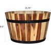 Classic Home and Garden Acacia Wood Whiskey Barrel Planter with Black Metal Band - 3 of 3