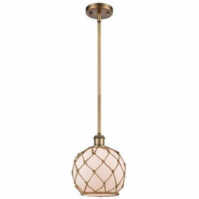 Farmhouse Rope - 1 Light Stem Hung Mini Pendant In Industrial Style-10 Inches Tall and 8 Inches Wide
