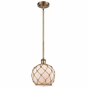 Farmhouse Rope - 1 Light Stem Hung Mini Pendant In Industrial Style-10 Inches Tall and 8 Inches Wide - 1 of 1
