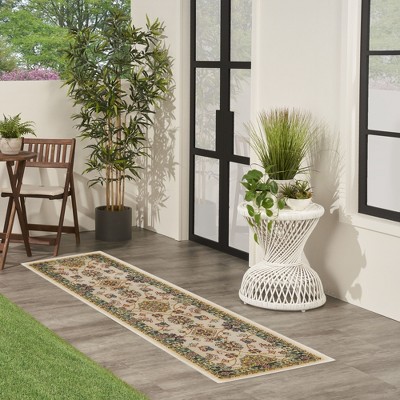 Ivory Gold Floral Persian Synthetic Runner Rug 2'2" x 7'6"