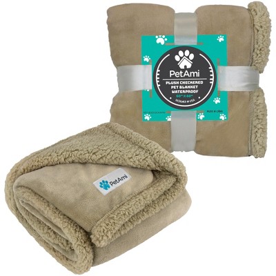 Large Beige Sherpa and Synthetic Outdoor Pet Blanket
