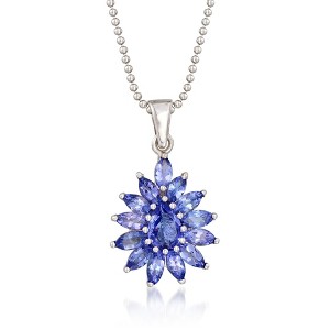 Ross-Simons 2.20 ct. t.w. Tanzanite Cluster Pendant Necklace in Sterling Silver - 1 of 4