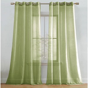 Home Mart Goods Sage Sheer Window Grommet Curtain Set 84" Inches Long ( 2 Panels) - 1 of 4