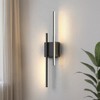 DORESshop 24 in. 2-Light Black Dimmable Wall Sconce Set of 2, Modern Double Rod Wireless Wall Lights for Bedroom Living Room - 2 of 4