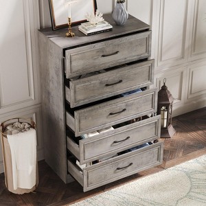 5 Drawer Tall Dresser with Charging Station, TV Stand, Chest of Drawers - 1 of 4