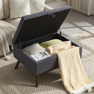 Racxily modern square coffee table storage bench, assembled, suitable for living room, entryway and family room, used as a coffee table - 1 of 4