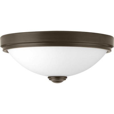 Brushed Nickel 15" LED Flush Mount with White Glass
