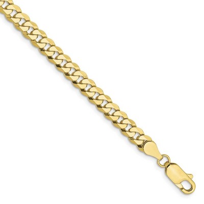 Black Bow Jewelry 4.75mm 10k Yellow Gold Flat Beveled Curb Chain Bracelet