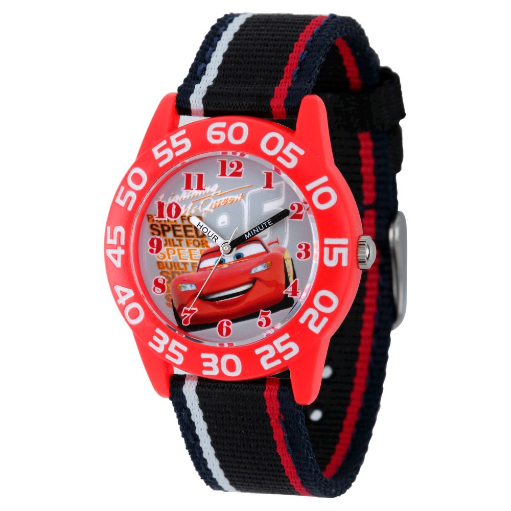 Photos - Wrist Watch Disney Boys'  Cars Lightning McQueen Red Plastic Time Teacher Watch - Black 