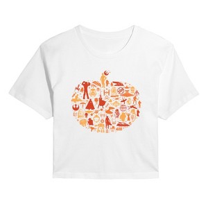 Women's - Star Wars - Fall Pumpkin Silhouette Cropped Graphic T-Shirt - 1 of 4