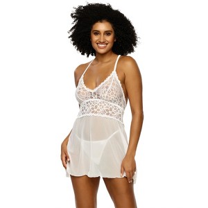 Jezebel by Felina Women's Renee Lace & Mesh Babydoll Chemise - 1 of 2