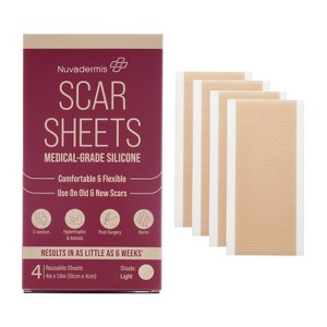Nuvadermis Medical Grade Water Resistant Reusable Silicone Scar Sheets - Light Skin Tone - 4ct - 1 of 4