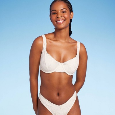 Women's Pointelle Underwire Bikini Top - Wild Fable™ Cream L