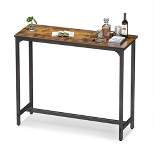 ODK 47 Inch Rectangular Modern Bar Height Narrow Pub, Kitchen, and Dining Table with Metal Legs, Easy to Clean Top, and Fast Assembly, Rustic Brown