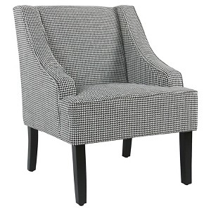 Classic Swoop Accent Chair - Black Houndstooth - Homepop