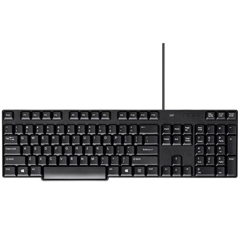 Monoprice USB Keyboard - Black, Spill Resistant Membrane, Comfortable, Standard Layout - Workstream Collection, 1 of 7