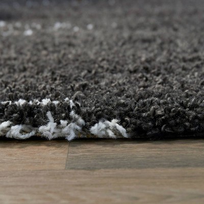 Charcoal and White Stripe Shag Kids' Rug 5' x 7'