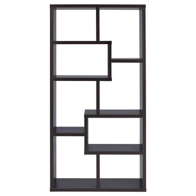Contemporary Cappuccino 70.5" Asymmetrical Cube Bookcase