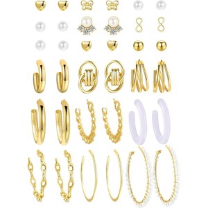 Gold Hoop Earrings Set for Women, 12 Pairs Large/Big Thin Thick Gold Hoops Earrings Loop Pack for Jewelry Gift 40mm/50mm - 1 of 4